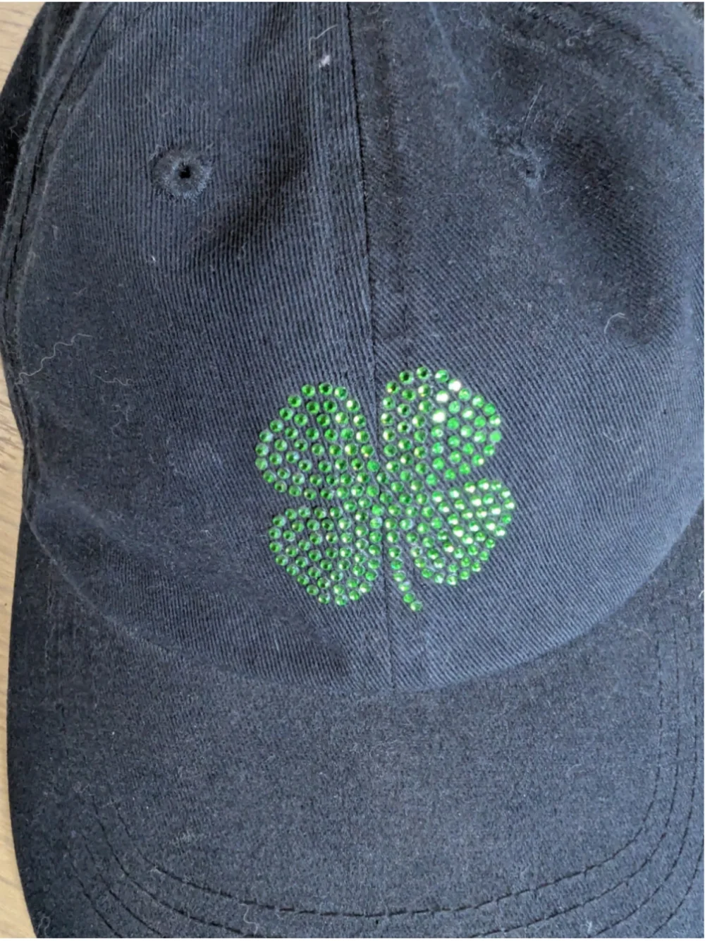Black Clover Women's Black Baseball Cap with Green Shamrock Live Lucky Golf